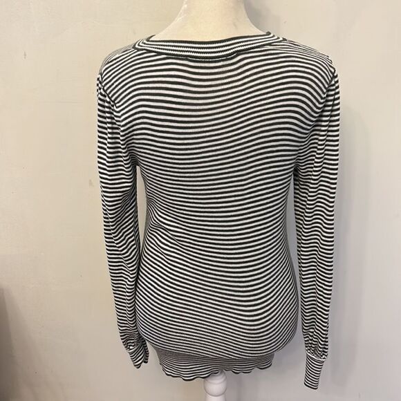 Loft cotton green white striped long sleeve sweater Size XS - Picture 5 of 9
